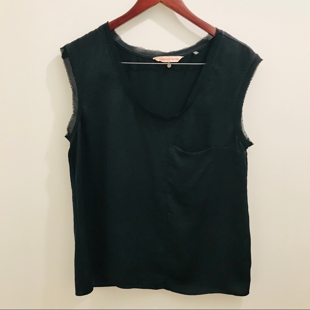 Rebecca Taylor Raw Hem Tank Top 8 black